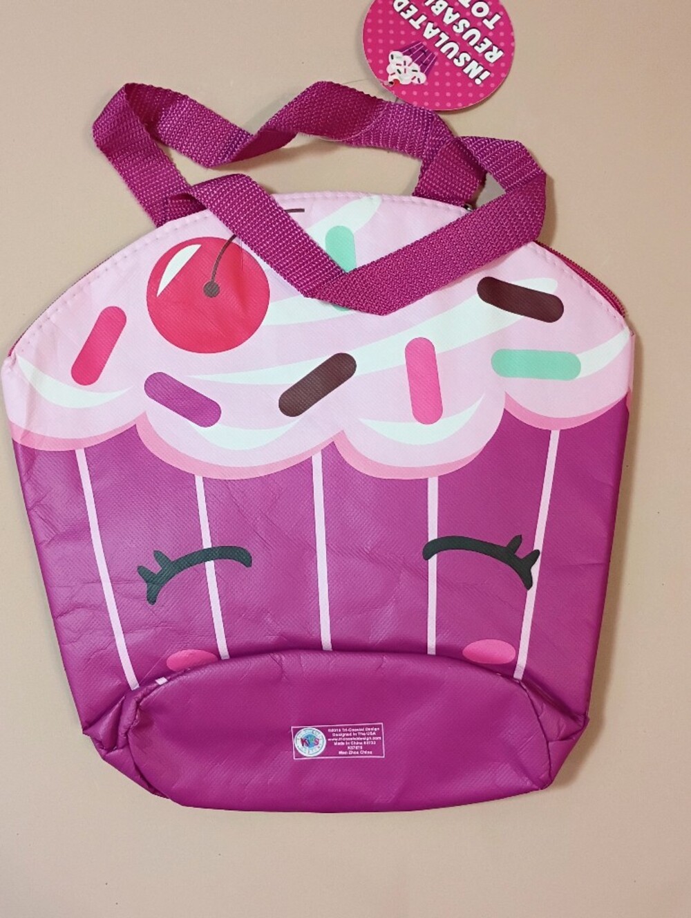 Purple Cupcake Insulated Reusable Lunch Bag Tote NWT